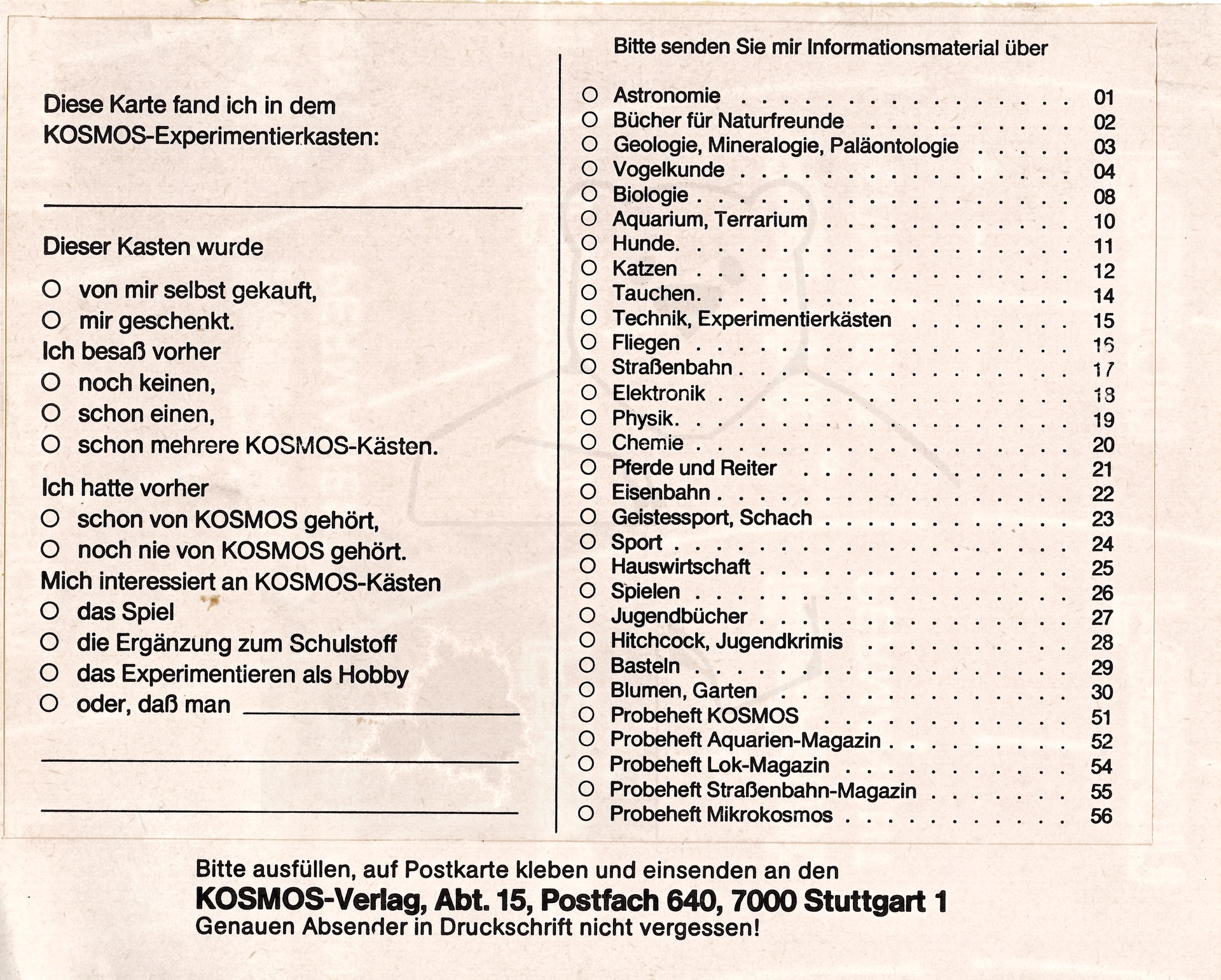 Kosmos Radio und Elektronik - Beilage Registrierung